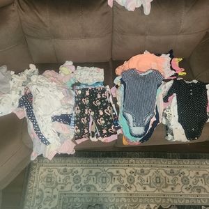 HUGE 0-3/3 months baby girls clothing lot.